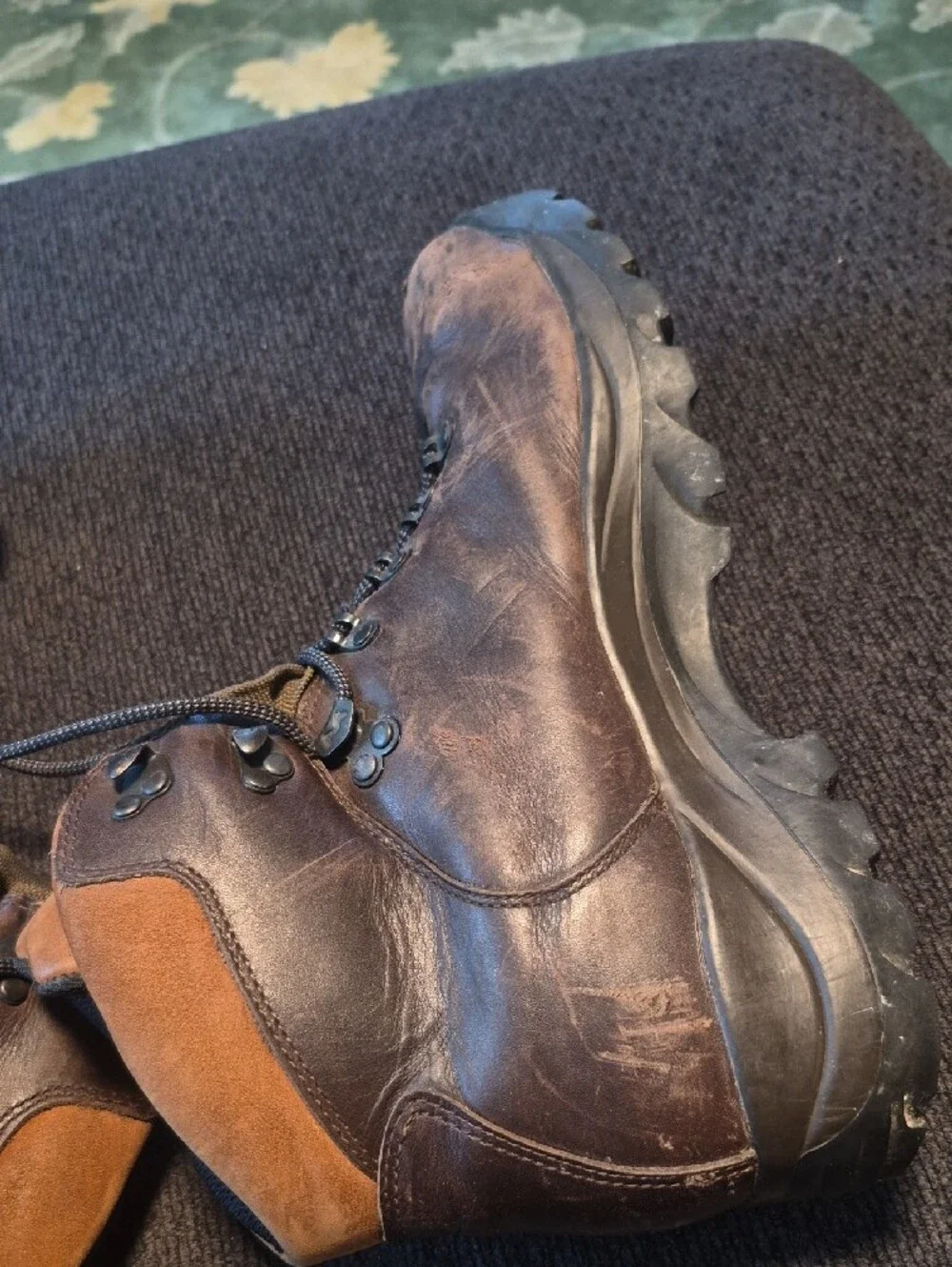 Merrell Brown Leather Ankle Hiking Boots with Tan Collar